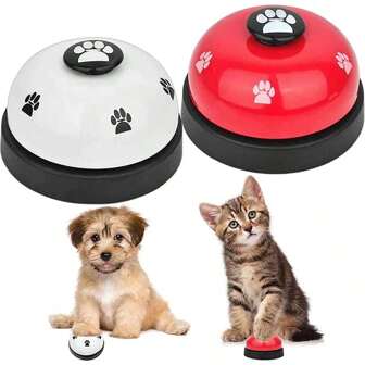 Cat & Dog Training Bell, Pet Paw Print Doorbell, Teddy Puppy Feeding Bell, Dog Interactive Toys Foot-Operated Bells