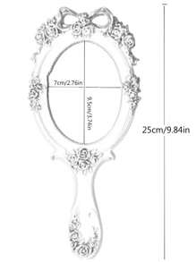1pc Resin Hand Mirror, Ins Style Small Mirror, High-End Princess Style French Hand Mirror, Baroque Style Creative Retro Handle Mirror, Best Gift For Birthday, Graduation, Home Decor, Back To School, Study Supplies - Multicolor - View 7