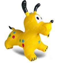 GRUPO CARNAVALLIA Montable Perrito Amarillo Inflable Brinca Luz Y Sonido Regalo - Amarillo - Ver 9