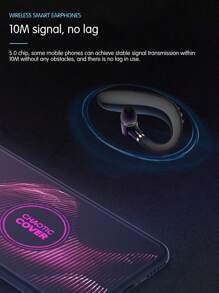 无线单耳机蓝牙耳机，挂耳式商务耳机，电池续航时间长 - 黑色 - 查看 6