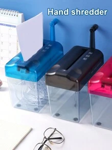 1pc Manual Desktop Paper Shredder, Home Office A4 Paper Shredding Machine, Crosscut Document Shredder - View 2