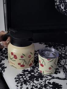 1pc 800ml Stainless Steel Double-Layer Vacuum Insulated Coffee/Tea Pot With Cherry Blossom Pattern, Suitable For Office, Restaurant, Outdoor, Christmas, Valentine's Day, Mother's Day And Other Holidays Gift - Multicolor - View 9