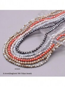 Perline in vetro di cristallo a faccetta Rondelle di circa 4mm, colore di rivestimento, 6 fili / sacchetto, circa 720 pezzi, perline sfuse spaziatrici per la fabbricazione di gioielli fai-da-te, accessori per braccialetti, collane e accessori per abbigliamento