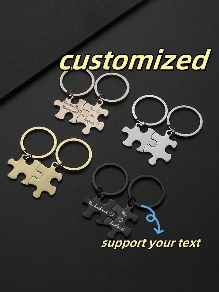 10/20/50/80pcs Puzzle Key Chain, Portable Custom Information, Custom Text/Logo, Christmas Holiday Gifts, Souvenirs, Friend, Couple Keychain, Bag Charms, Keychain Accessories, Cutie