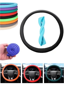 Grip Silicone Steering Wheel Cover - Elastic Glove Fit, Soft Touch, Multi-Color Choices For Car Interior Decor, DIY Accessories
