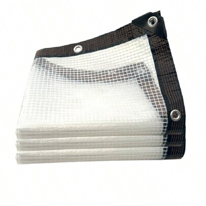 1 szt. Wytrzymała przezroczysta tkanina przeciwdeszczowa, pogrubiona plandeka poliestrowa z siatkowym splotem dla dodatkowej wytrzymałości, ochrona szklarni ogrodowej na zewnątrz, osłona przeciwsłoneczna z kwiatów sukulentów, izolacja chroniąca przed zamarzaniem