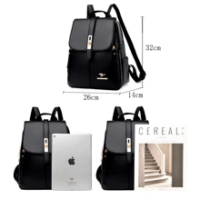 Women Backpack Leather Bag Fashion Luxury Elegant Casual Party Travel Waterproof Reinforced Adjustable Strap - Màu hồng gỉ - Xem 6