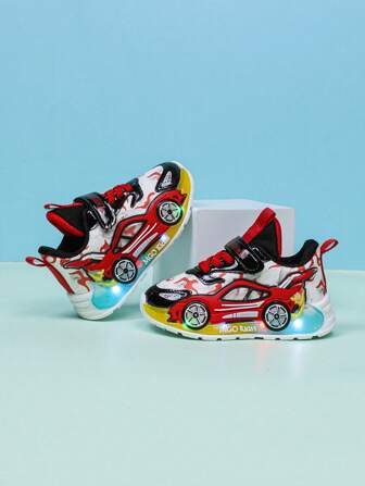 LED Illuminated Leather Breathable Sports Shoes, Suitable For Boys And Girls - Casual, Shock Absorbing, All Season Anti-Slip Outdoor Running And Walking Shoes