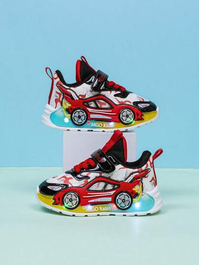 LED Illuminated Leather Breathable Sports Shoes, Suitable For Boys And Girls - Casual, Shock Absorbing, All Season Anti-Slip Outdoor Running And Walking Shoes