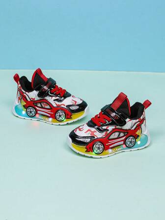 LED Illuminated Leather Breathable Sports Shoes, Suitable For Boys And Girls - Casual, Shock Absorbing, All Season Anti-Slip Outdoor Running And Walking Shoes