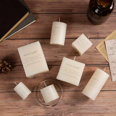 圆柱形无烟无味白色大蜡烛适用于欧式浪漫生日或婚礼、房间装饰、礼物