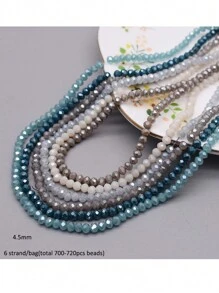 Perline in vetro di cristallo a faccetta Rondelle di circa 4mm, colore di rivestimento, 6 fili / sacchetto, circa 720 pezzi, perline sfuse spaziatrici per la fabbricazione di gioielli fai-da-te, accessori per braccialetti, collane e accessori per abbigliamento