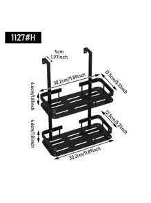 1pc Double Layer Wall Mounted Iron Bathroom Storage Rack, Behind The Door Shower Basket, Rust Proof, Modern Design Storage Organization Rack, Easy Installation Saves Space For Bathroom Supplies - Multicolor - View 12