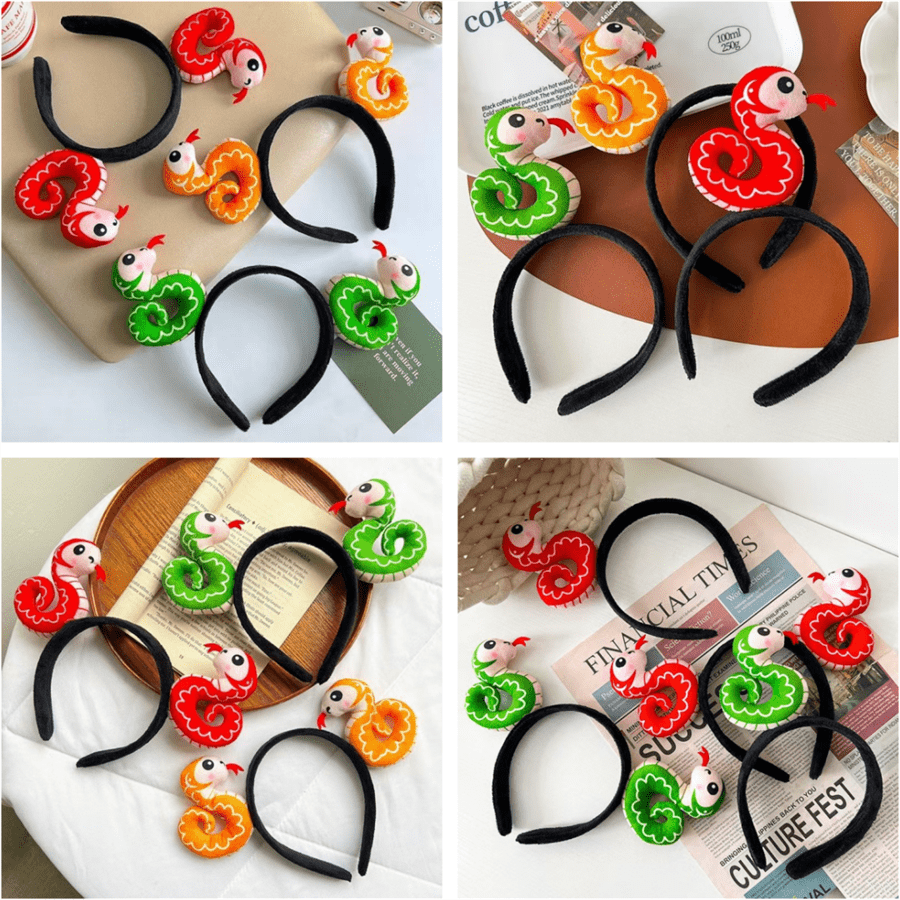 2 Peças Tiara para o Ano Novo Chinês 2025 Ano da Cobra, Acessório de