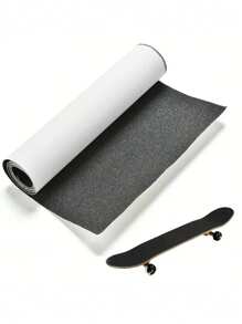 1pc Black Skateboard Griptape, Dual Kick Fishboard, Non-Slip PVC Material For Fitness Equipment