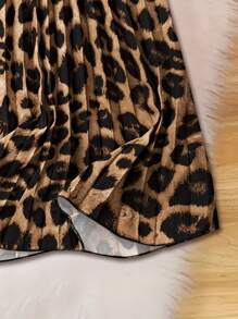 青少年女孩优雅豹纹半身裙，适合女孩的休闲时尚日常穿着 - 彩色 - 查看 3