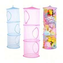 1pc Filled Animal Net Or Hammock, 1 Piece Of Suspended Filled Animal Storage Room, 3 Compartments Filled With Animal Toy Net, Hammock Organizer, Mesh Filled Animal Hammock, Children's Room