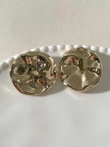 5 piezas Estilo Europeo y Americano de Botones de Metal de Aleación de Alta Gama Simples, Asimétricos, Arrugados y de Superficie Suave para Trajes, Suéteres, Vestidos, Camisas, Chaquetas, Uso Versátil Diario - Dorado - Ver 5