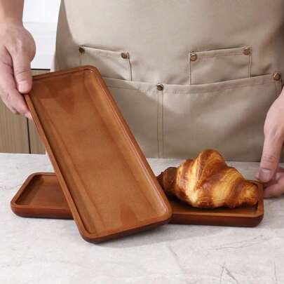 1 Stück, rechteckiges Holztablett, multifunktionales Holz Serviertablett - elegantes Speise Tablett für Kaffee, Käse, Desserts, leicht zu reinigen, langanhaltend, geeignet für Innen- und Außenunterhaltung, Partys und Versammlungen - geeignet für Heimdekoration und Küchenbenutzung