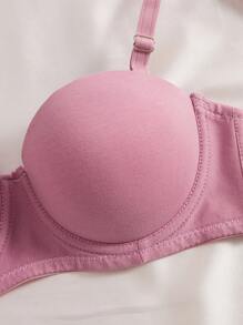 4pcs/Set Women's Comfortable Wireless Soft Unlined Bras, Solid Color, Suitable For Small Bust - Multicolor - View 4