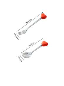 2/5/10 chiếc nĩa, thìa, dụng cụ khuấy cà phê, dụng cụ gắp trái cây và tráng miệng hình trái tim bằng thép không gỉ sáng tạo làm quà tặng Giáng sinh - nhiều màu - Xem 2