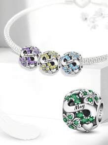 1件时尚925纯银十二月生辰石串珠吊坠，适合女士手链、手镯DIY饰品制作、周年纪念礼物、优雅女士饰品 - 銀色 - 查看 5