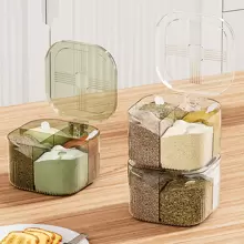 1 件家用调味盒，厨房多用途调味罐，节省空间多格盐、味精、胡椒调味容器带盖和勺子储存调味瓶 - 彩色 - 查看 13
