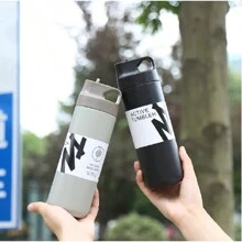 500ML Stainless Steel Thermal Bottle With Double Wall And Straw Fitness Sports - 米白色 - 查看 5