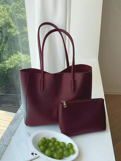 Fashionable Versatile Tote Bag, Large Capacity Casual Minimalist Over-The-Shoulder Handbag