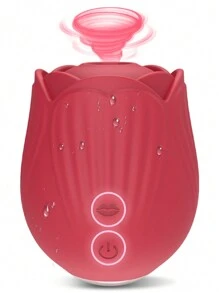 Powerful Rose Vibrator Adult Sex Toy, Female Clitoris Nipple Suction Stimulator, Female Finger Movable G-Spot Massager, Valentine's Day Gift - Red - View 15