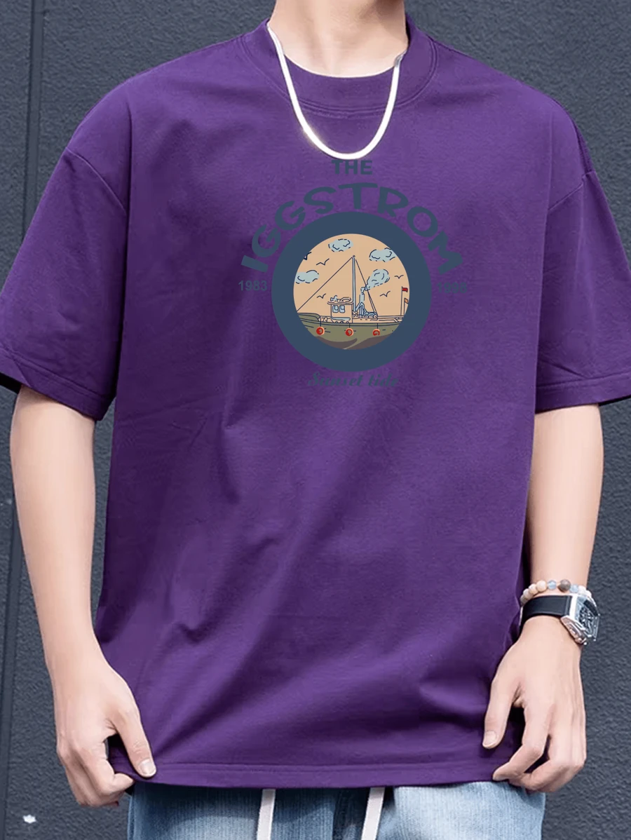Camiseta Oversized Masculino Feminino Camisa Estampada Streetwear Algodão 100% - Roxo - Visão 1