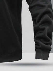 2024 Men's Solid Color Casual Sweatshirt Without Hood - Black - View 5