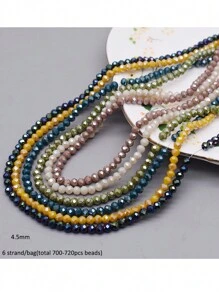 Perline in vetro di cristallo a faccetta Rondelle di circa 4mm, colore di rivestimento, 6 fili / sacchetto, circa 720 pezzi, perline sfuse spaziatrici per la fabbricazione di gioielli fai-da-te, accessori per braccialetti, collane e accessori per abbigliamento