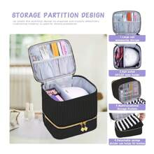 灯芯绒指甲油化妆包，可收纳30瓶（15毫升/0.5液盎司）指甲油，双层设计，带可调节隔板，便携式指甲油收纳包，适用于美甲凝胶、美甲灯和美甲工具，可作化妆包、化妆袋、洗漱包、旅行必备、邮轮必备、度假必备，男女皆宜，旅行收纳盒，节日必备，女士礼物 - 彩色 - 查看 4