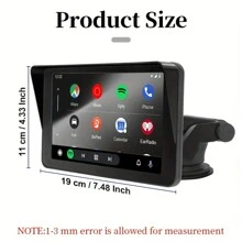 7-Inch Wireless CarPlay & For Android Car Stereo - Touch Screen GPS Navigation, Compatible, FM Radio Receiver With Tobacco Product Lighter Power Supply - display screen - View 3