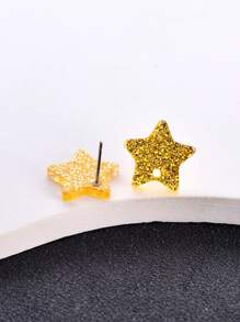 20pcs Geometric Star Shaped Transparent Shiny Sequins Multicolor Acrylic Earring Studs, DIY Jewelry Making Earring Components Accessories