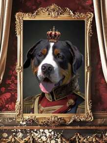 1pc Customized Royal Pet Portrait Poster, Pet Couples Luxury Portrait Poster, Printable Wall Decor Memorabilia, Gift For Family, Couple, Friends, Holiday, Birthday, Unframed Gifts Graduation