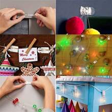 20pcs Mini Self-Adhesive Hooks - Plastic, No Electricity Needed, Strong Hold, Traceless Removal, Multi-Purpose For Indoor/Outdoor Decor, Ideal For Christmas, Halloween, New Year Display, Nail Holder Key, Floating Shelf, Organizer, Christmas, Christmas Decorations, Hooks, Door Hanger, Bedroom, Hanger, Wall Hanger, Wall Hook, Key Holder, Key Holder Wall, Key Hanger