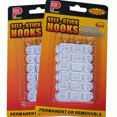 20pcs Mini Self-Adhesive Hooks - Plastic, No Electricity Needed, Strong Hold, Traceless Removal, Multi-Purpose For Indoor/Outdoor Decor, Ideal For Christmas, Halloween, New Year Display, Nail Holder Key, Floating Shelf, Organizer, Christmas, Christmas Decorations, Hooks, Door Hanger, Bedroom, Hanger, Wall Hanger, Wall Hook, Key Holder, Key Holder Wall, Key Hanger