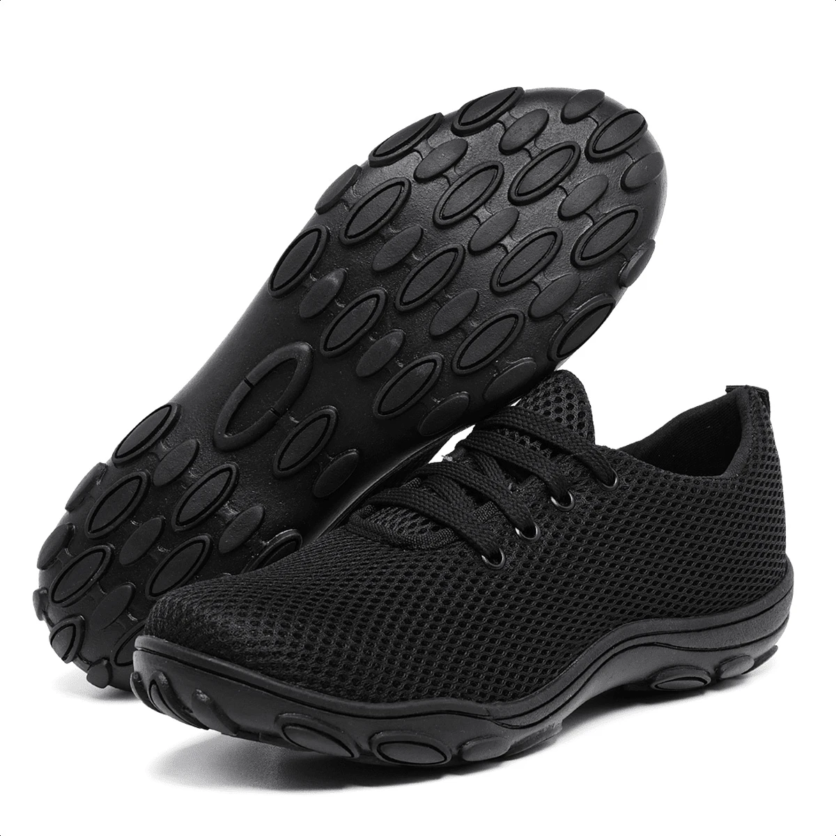 Men's Breathable, Lightweight, Comfortable Sports Shoes, Ideal For Gym, Running, Walking And Daily Use With Non-Slip Rubber Sole - màu đen - Xem 1
