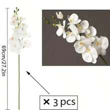 3pcs Set Of 27" White Orchid Artificial Flowers - Real Touch Silk Fake Orchids With Long Stems For Wedding & Home Decor, Perfect For Tabletop Display Gifts Birthday Graduation - Multicolor - View 12