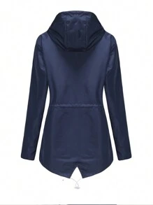 Spring And Autumn Long Sleeve Water Repellent Mid-Length Windbreaker Women Hooded Thin Coat For Outdoor Activities.