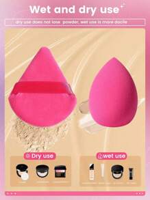 6件套多色化妆海绵套装包含：2个三角粉扑 + 2个化妆海绵 + 2个迷你化妆海绵，适用于各种化妆和清洁场景。化妆海绵适用于液体、膏状和粉状产品，可重复使用和清洗，柔软且不含乳胶，适用于腮红、粉底、保湿霜和散粉。是初学者理想的化妆工具套装，也是理想的旅行化妆套装，适合作为情人节、母亲节、感恩节、圣诞节礼物，也适合作为赠品、旅行用品、平价好物和旅行必备品。 - 彩色 - 查看 3