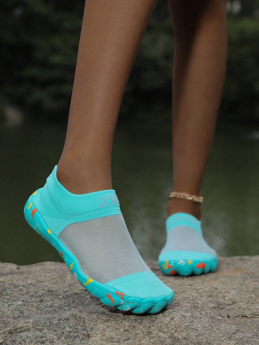 ZVB Couples' Water Shoes Suitable For Barefoot Lovers, Women's Soft Bottom Beach Shoes For Swimming, Diving, Fishing, Outdoor Quick Dry Summer Sandals, Non-Slip And Breathable - 綠色 - 查看 1