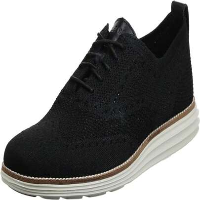Cole Haan Mens Original Grand Knit Wing TIP II Black/Ivory Lace Up Sneakers
