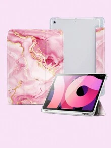 Ayotu 1 pièce Étui de protection pour tablette au motif marbre rose, compatible avec Samsung, Apple et Redmi, avec fente pour crayon, prenant en charge la fonction de veille/réveil automatique - Multicolore - Voir 3