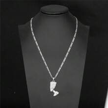 dollrinboy 1Pc Egyptian Queen Nefertiti Pendant Necklace For Women 18K Gold Silver Tone Stainless Steel Pendant Necklace 3mm Figaro Chain Necklace