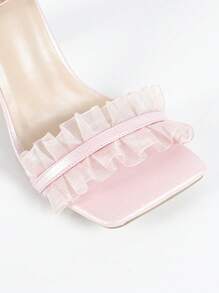 Women's Pink High Heel Sandals, Square Toe Sexy Chunky Heel Shoes, Comfortable Party Fashion Pumps, Elongating Silhouette Valentines
