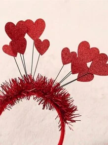 1 件女士情人节亮片心形头带、派对照片道具发饰、情人节女友红色节日礼物、发带、发箍头带 - 彩色 - 查看 2