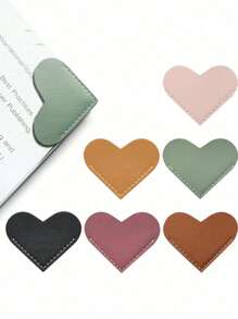 Leather Heart-Shaped Bookmark PU Leather Heart Shape Page Clips Cute Corner Bookmark Reading Enthusiast Book Accessory For Teachers Students Book Reading Lovers Suitable For Daily Use Travel And Home Use Travel Essentials